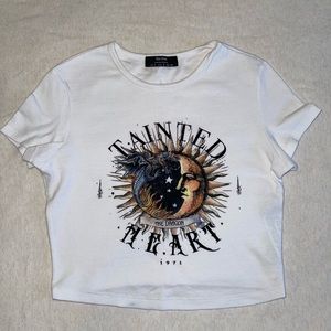 White Graphic Crop Top